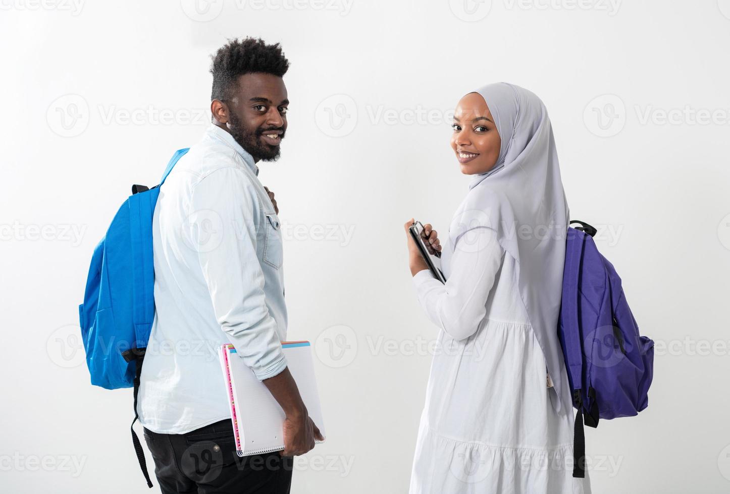 african students couple walking photo