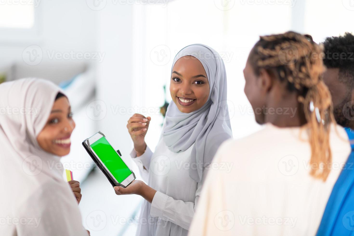 group of happy african students photo