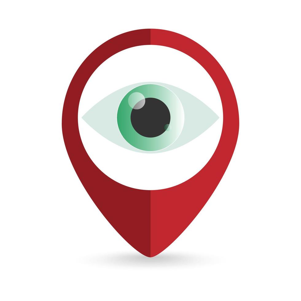 Map pointer with eye icon. Vector illustration.