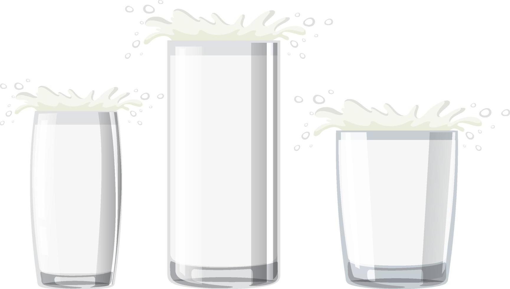 Set of different glasses of milk vector