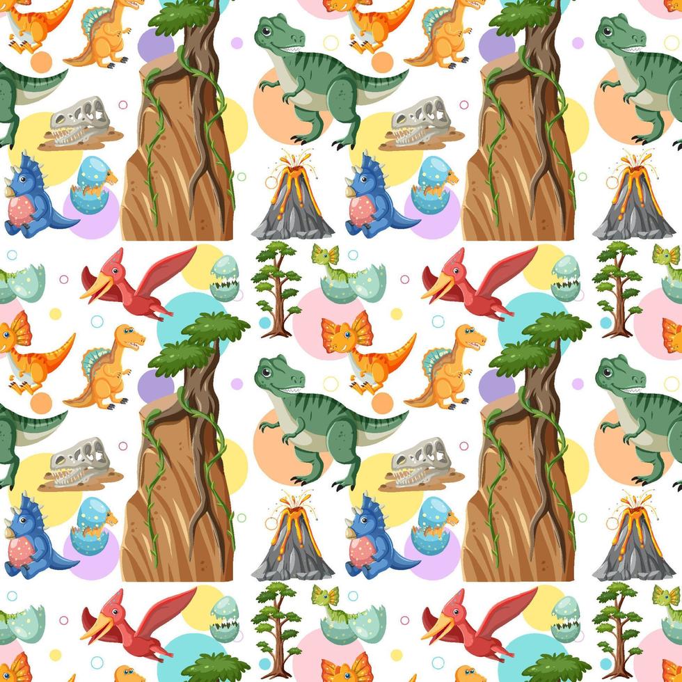 Cute dinosaur seamless pattern vector