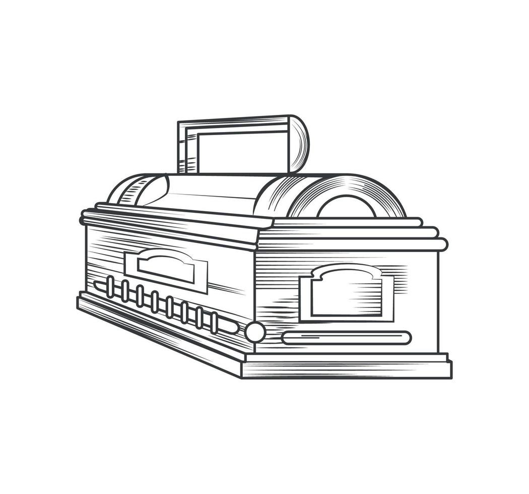 coffin sketch icon vector