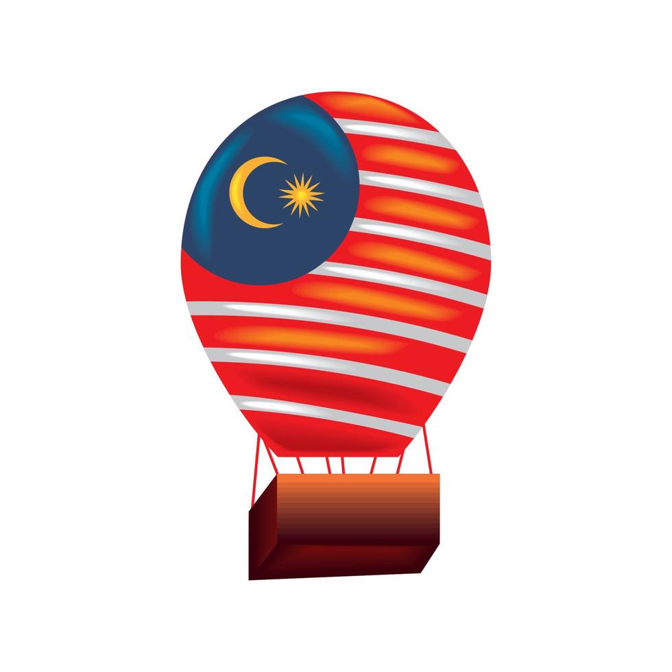globo aerostático con bandera malasia vector