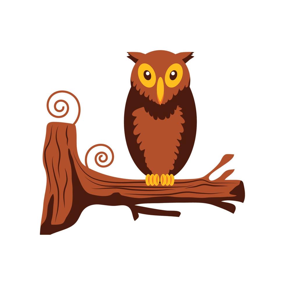 owl on branch tree vector