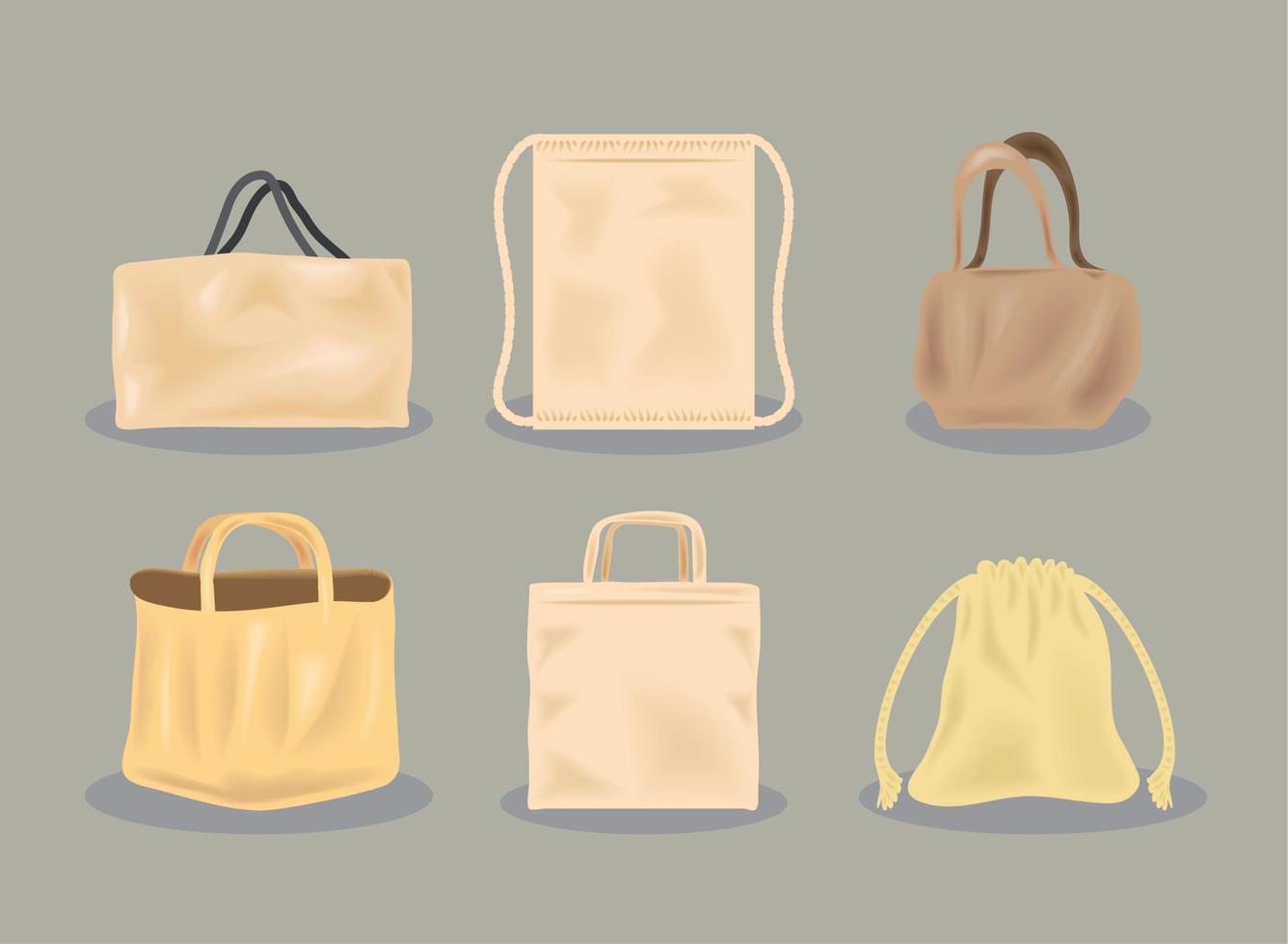 realistic fabric bags vector