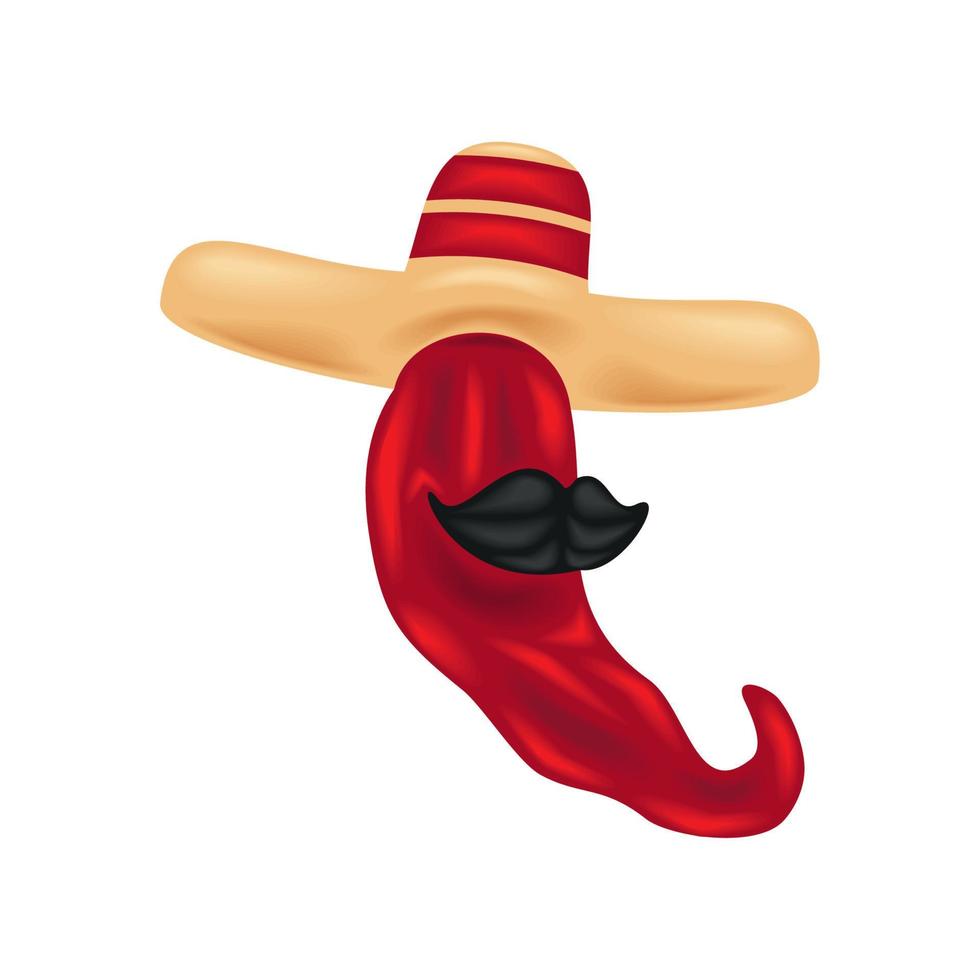 mexican pepper with hat vector