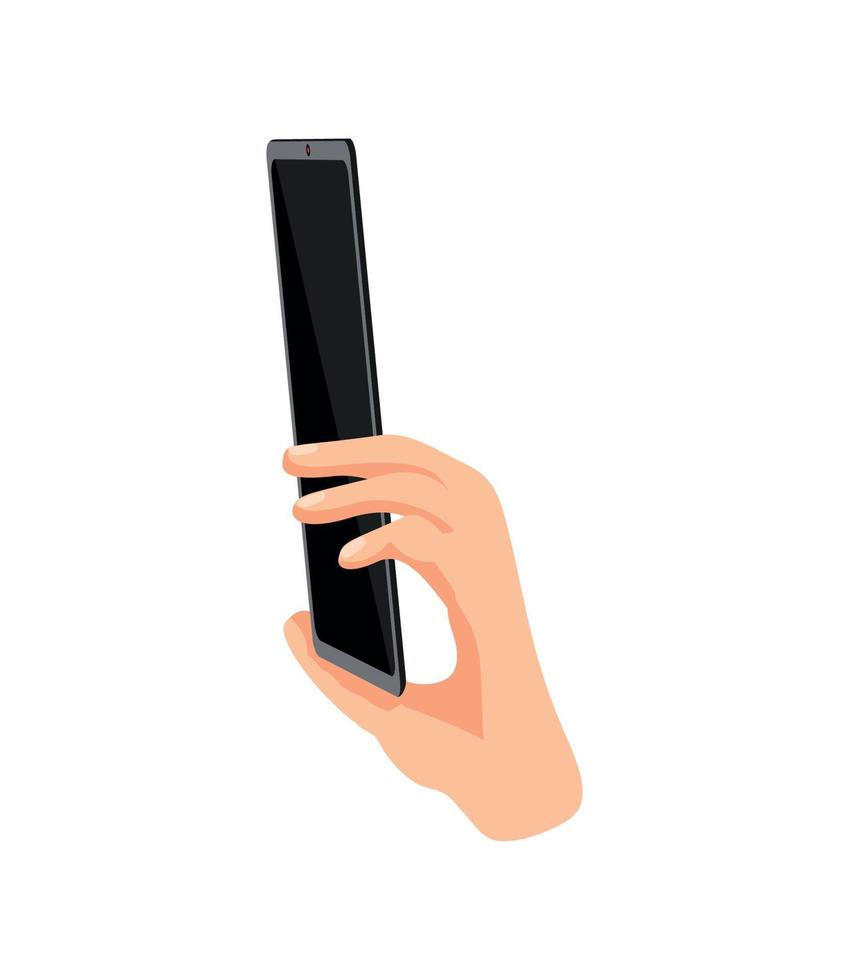 hand holding smartphone on white background vector