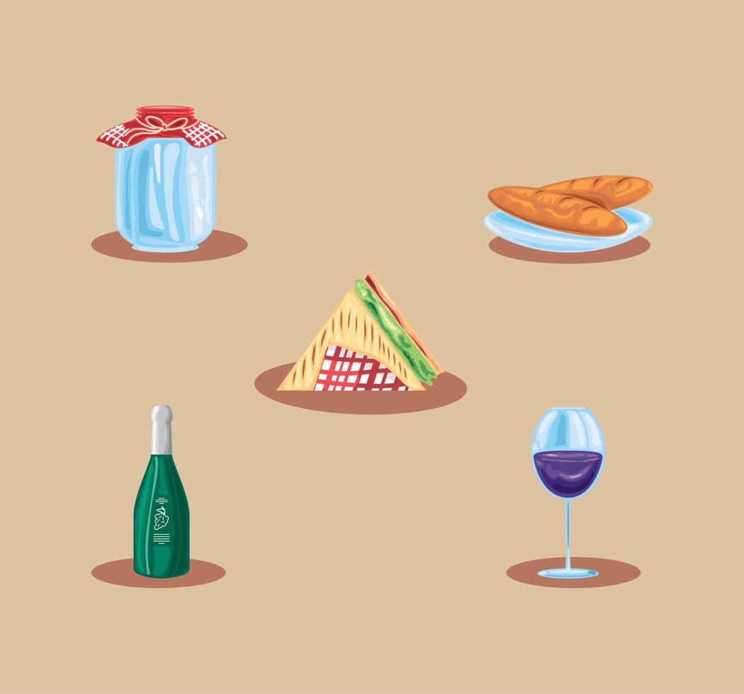 picnic food and drink vector