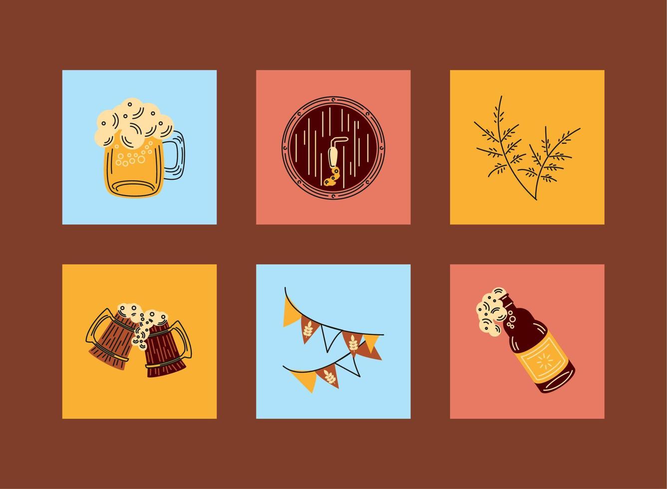 conjunto del día internacional de la cerveza. vector