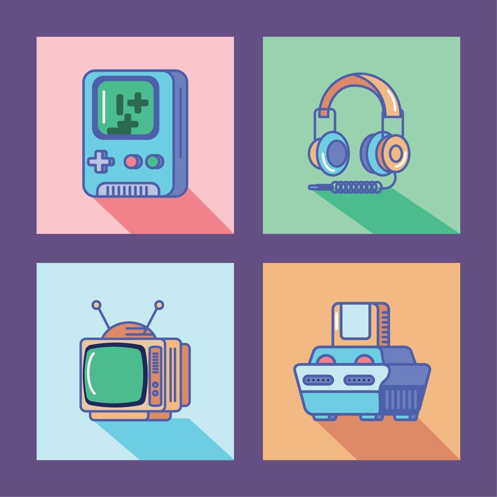 retro technology icons vector