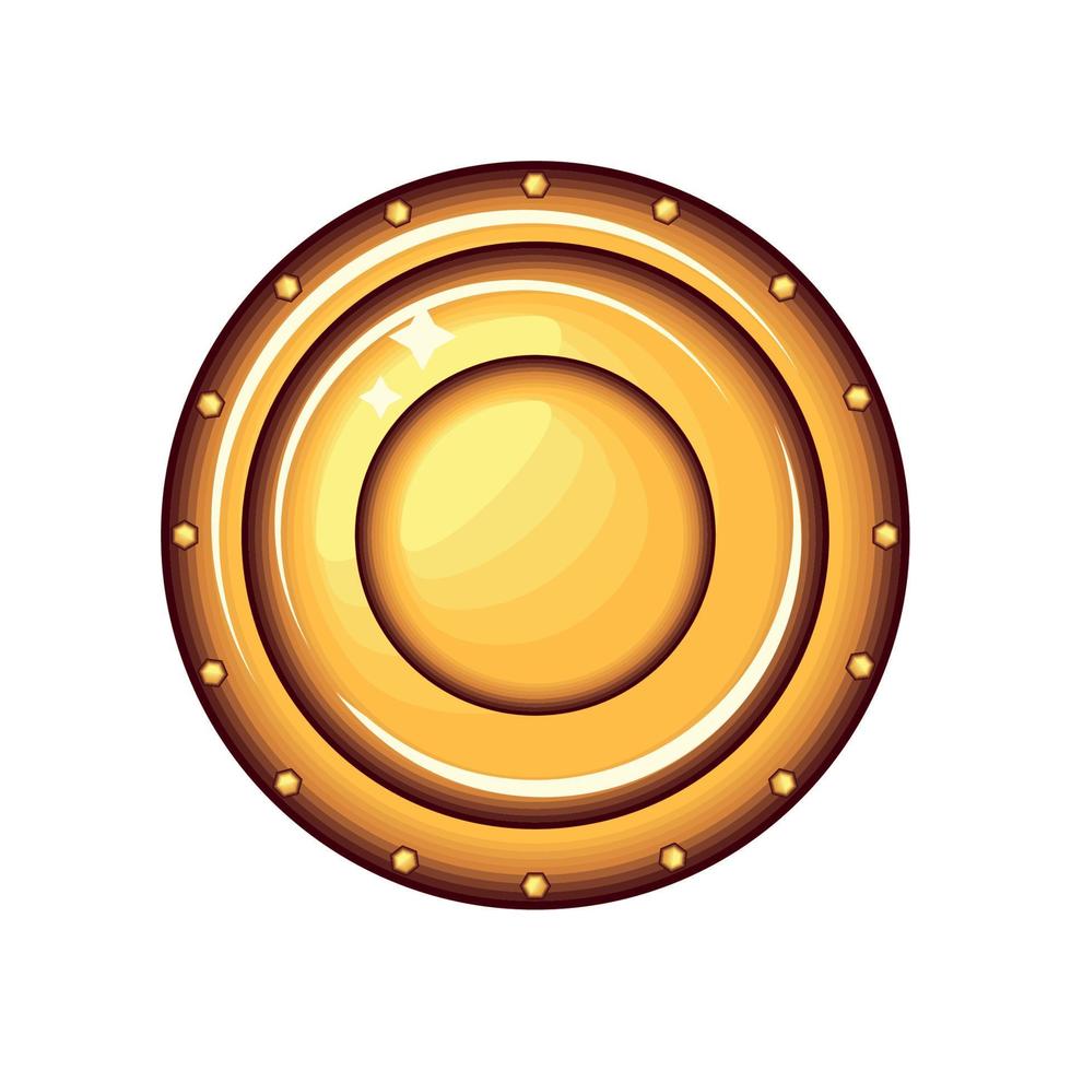 golden round shield vector
