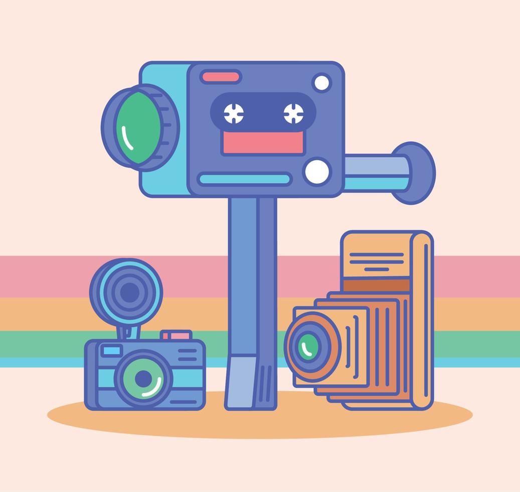 video y foto de cámara retro vector