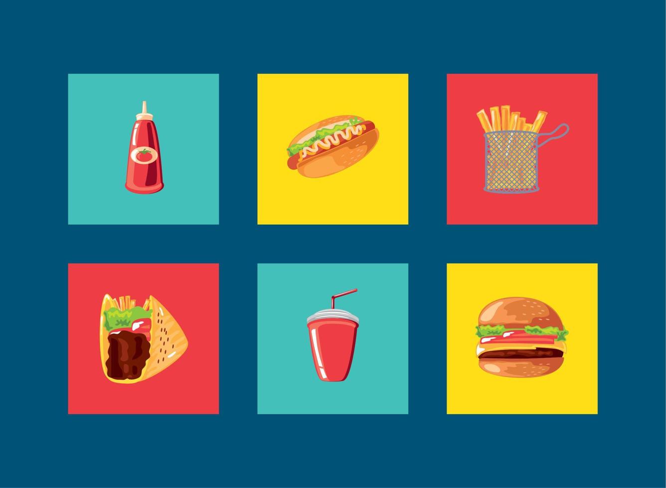 set of fast food vector
