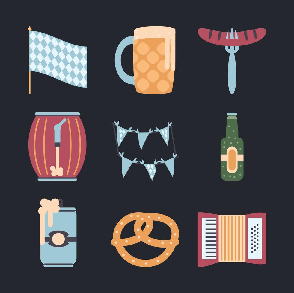 icons oktoberfest party vector