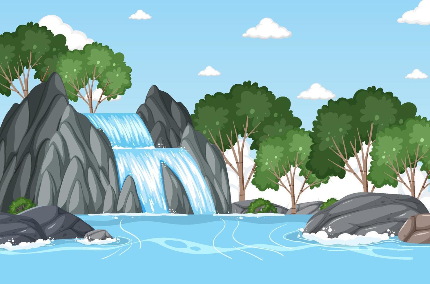 Waterfall in the forest background vector