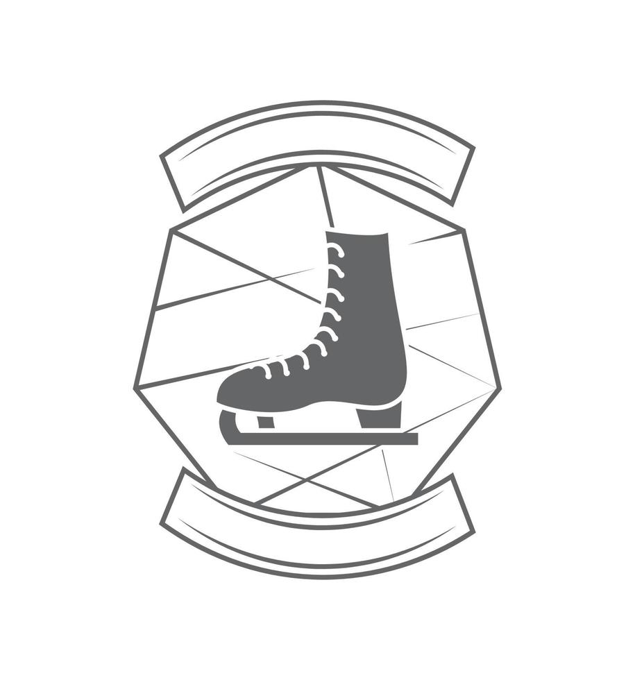 ice skate sport label vector
