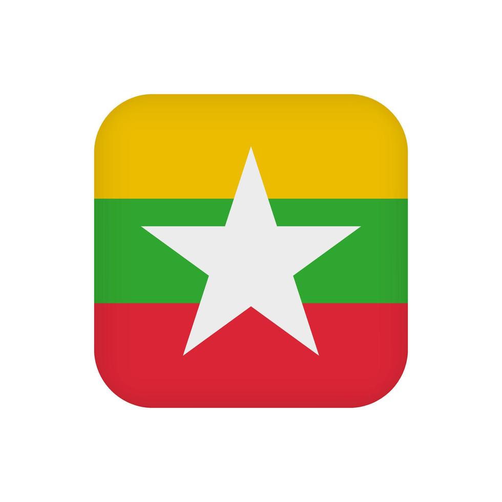 Myanmar flag, official colors. Vector illustration.