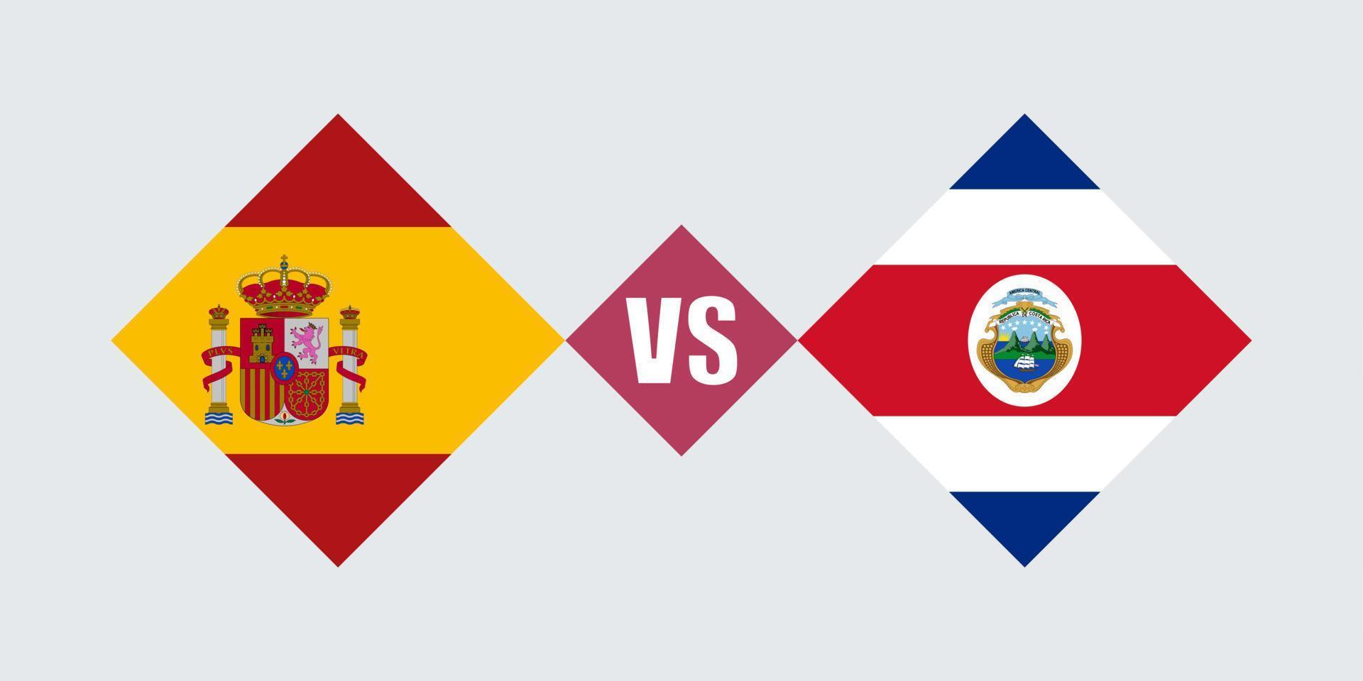 concepto de bandera de españa vs costa rica. ilustración vectorial vector