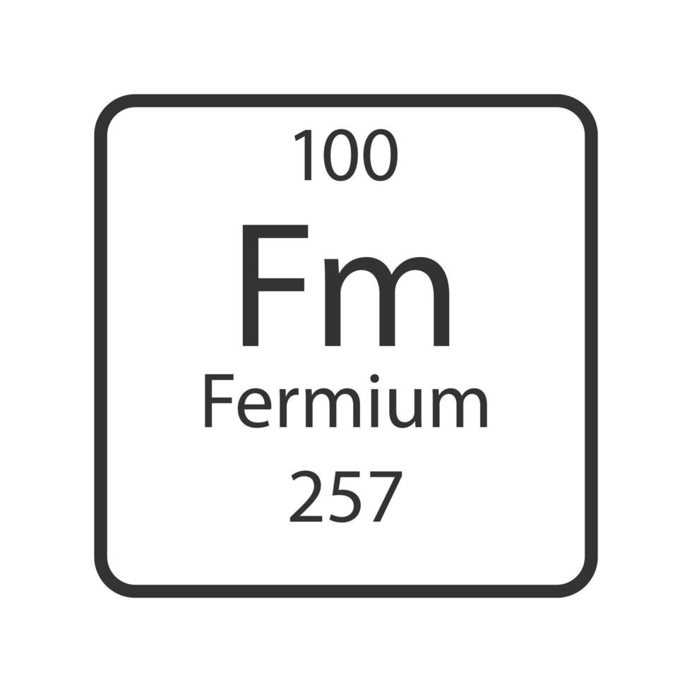 Fermium symbol. Chemical element of the periodic table. Vector illustration.