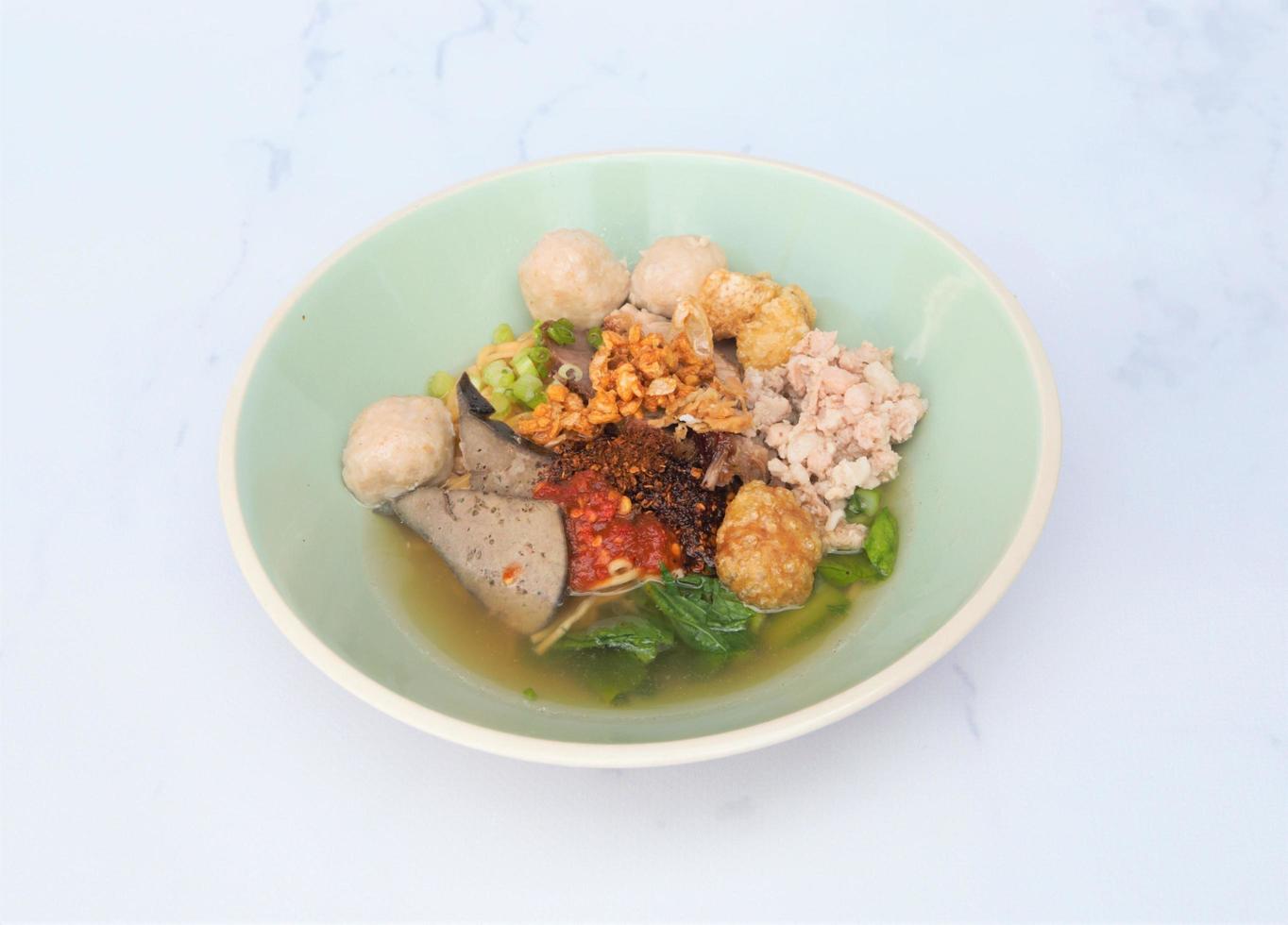 Rice Noodles with Meatballs with Liver photo