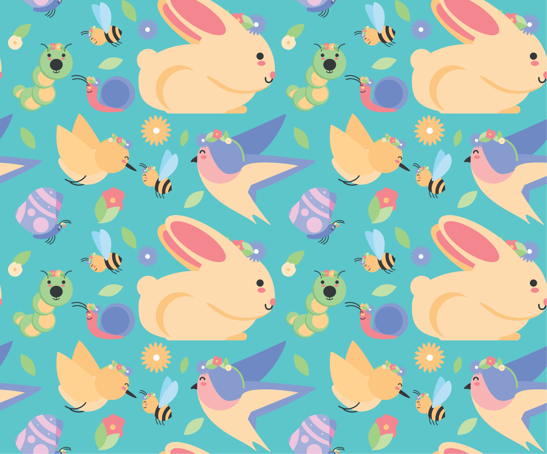 spring animals pattern 10420989 Vector Art at Vecteezy