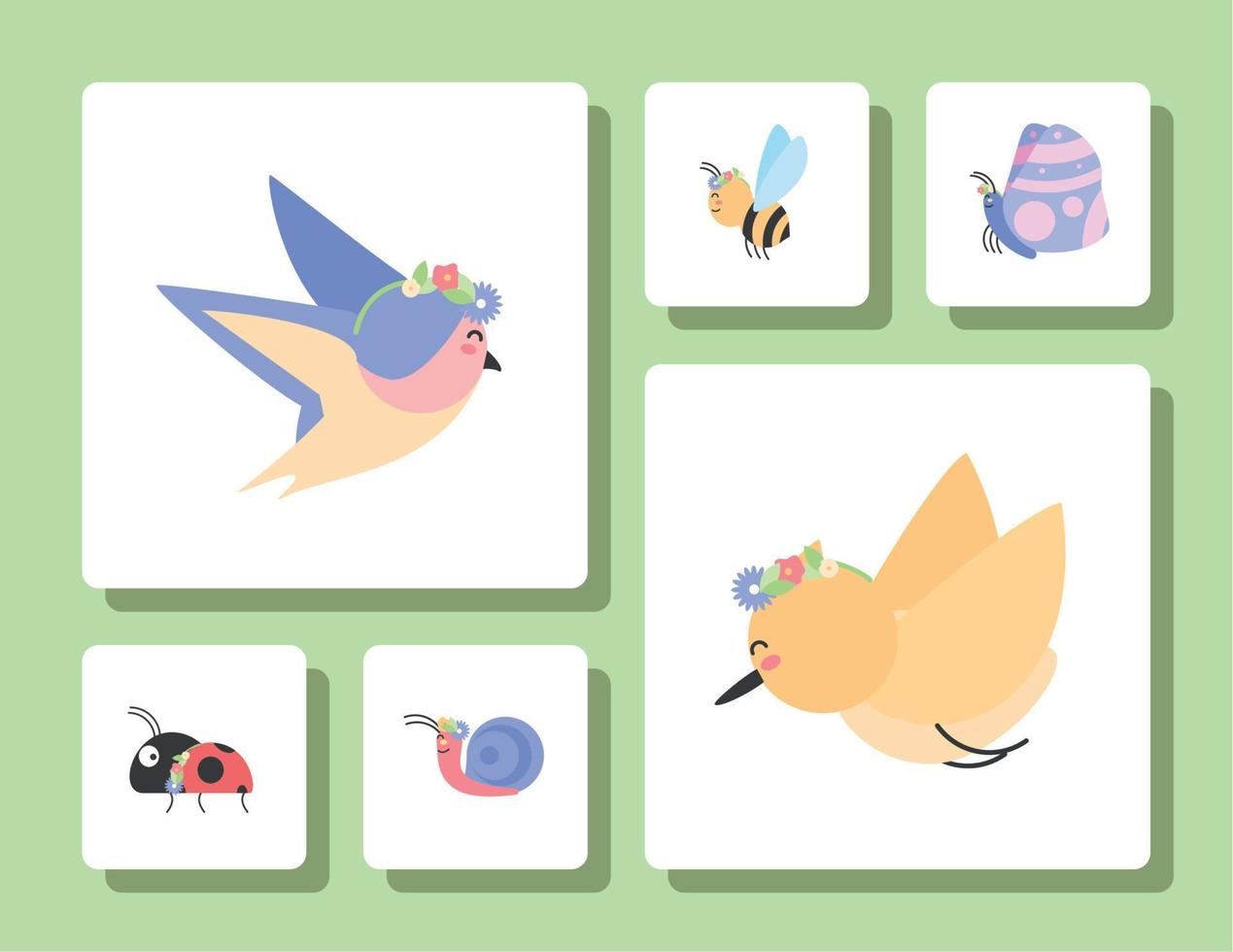 cartoon spring animals vector