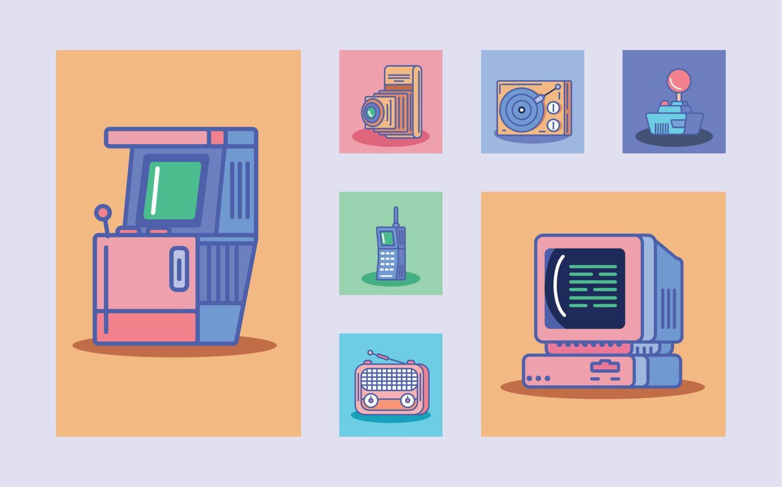 retro tech equipment vector