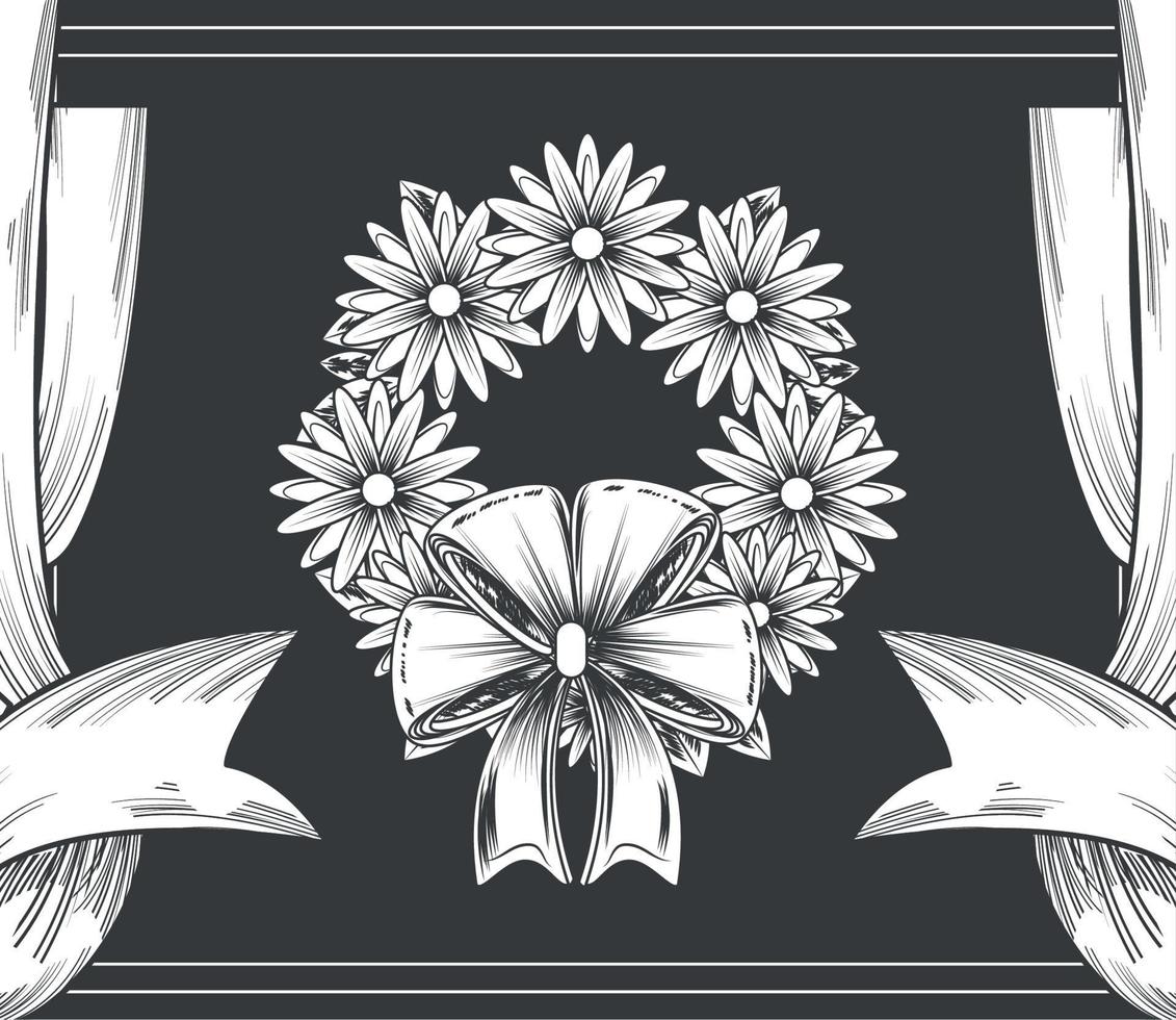 funeral floral wreath vector