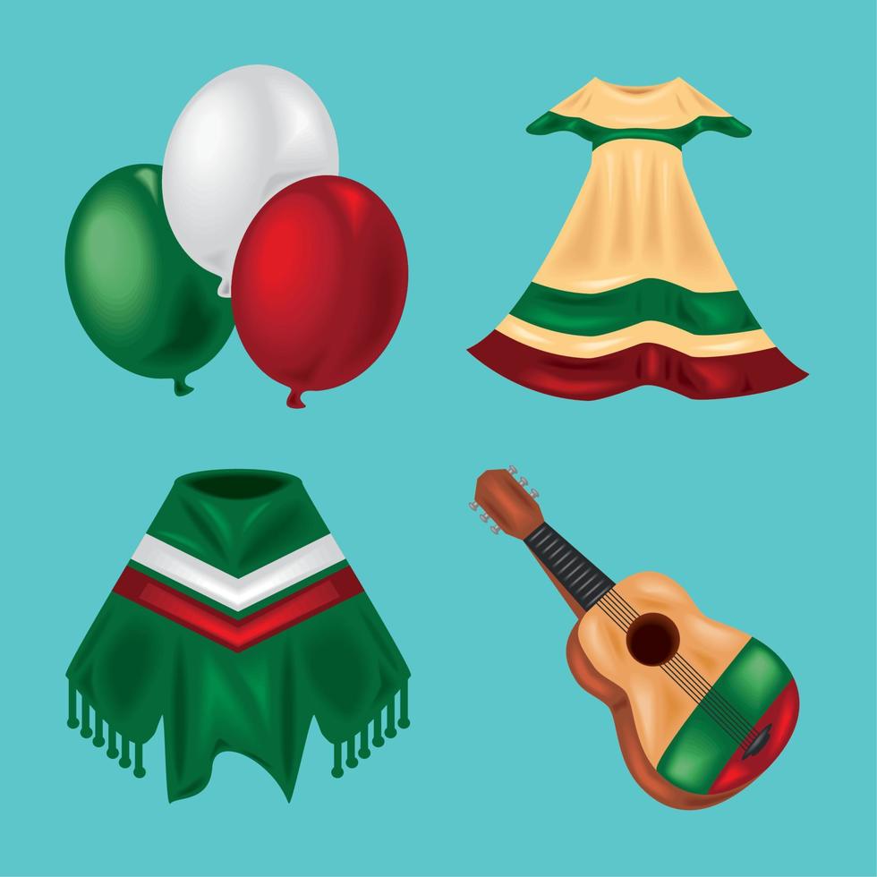mexican culture icons vector