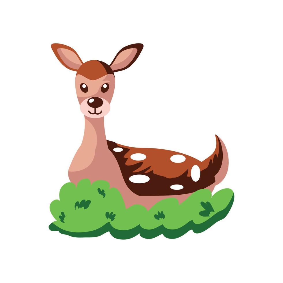 cute deer in grass vector