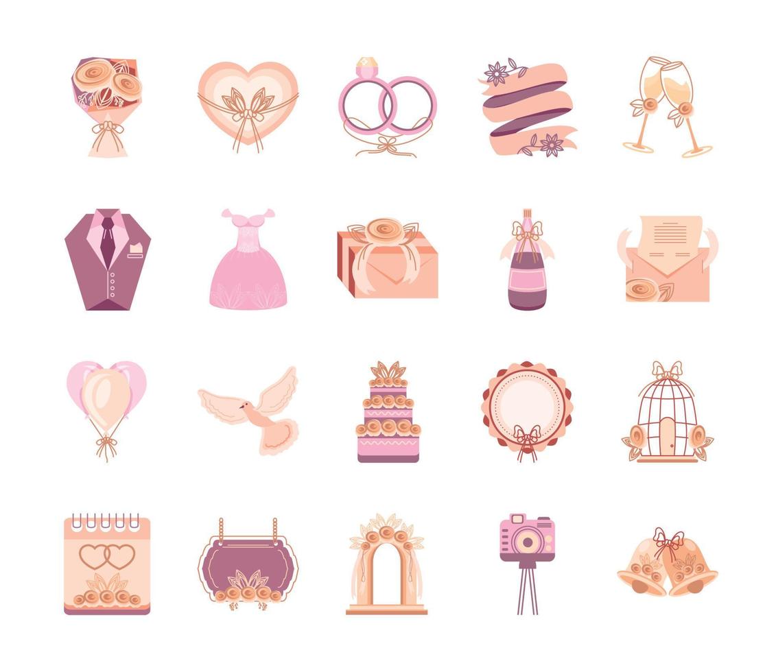 wedding celebration icons vector