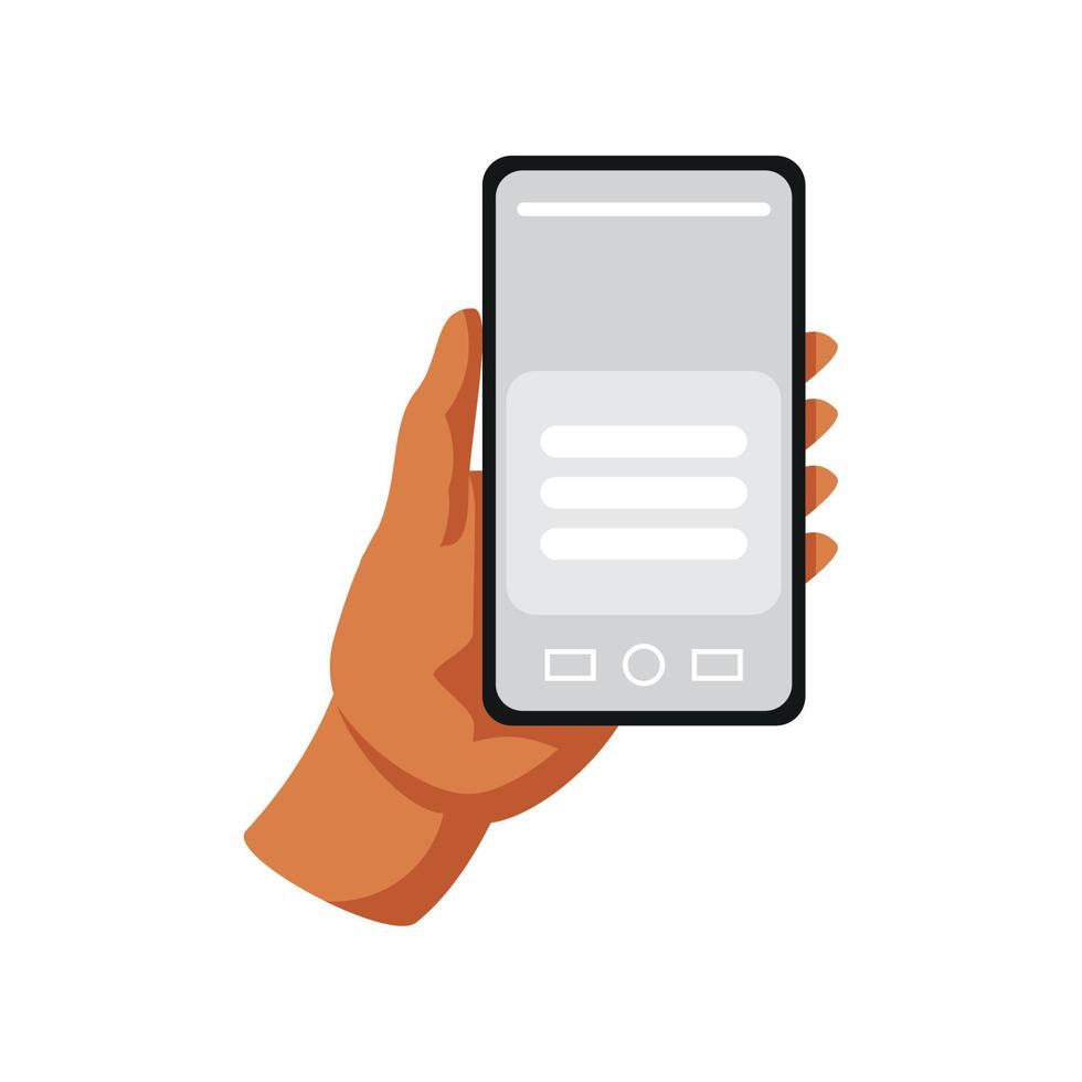 hand holding smartphone vector