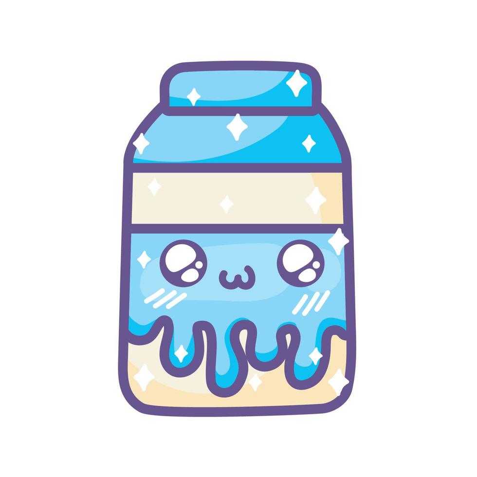 milk box kawaii cartoon vector