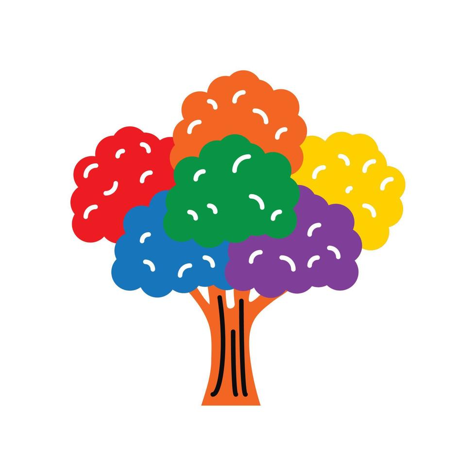 follaje del arco iris del árbol vector