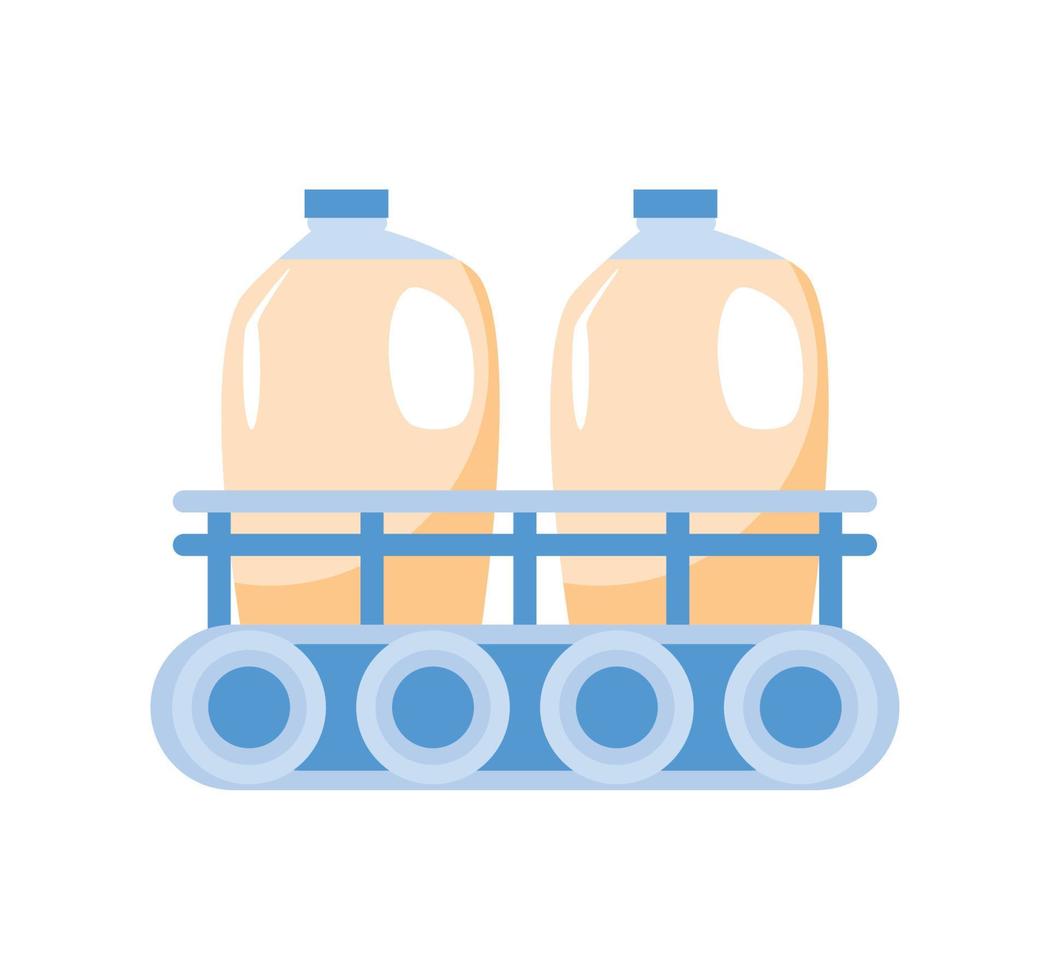 milk bottles on conveyor vector