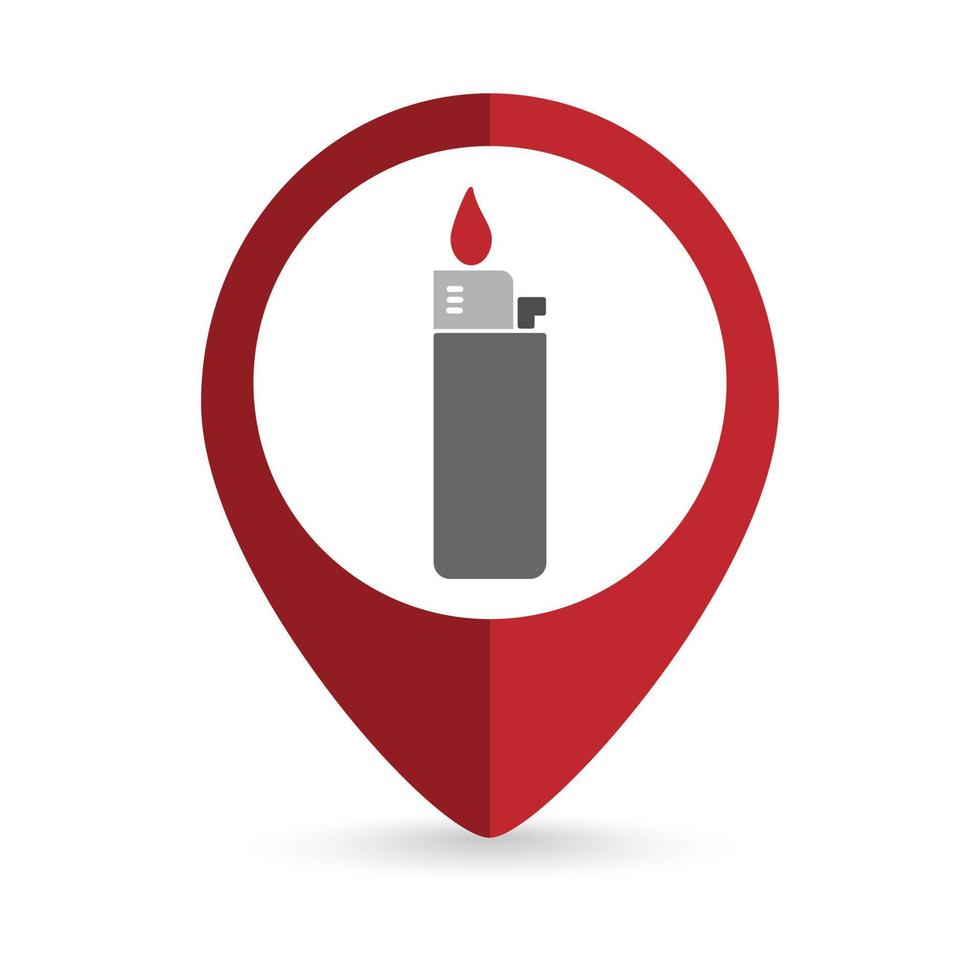 Map pointer with lighter icon. Vector illustration.