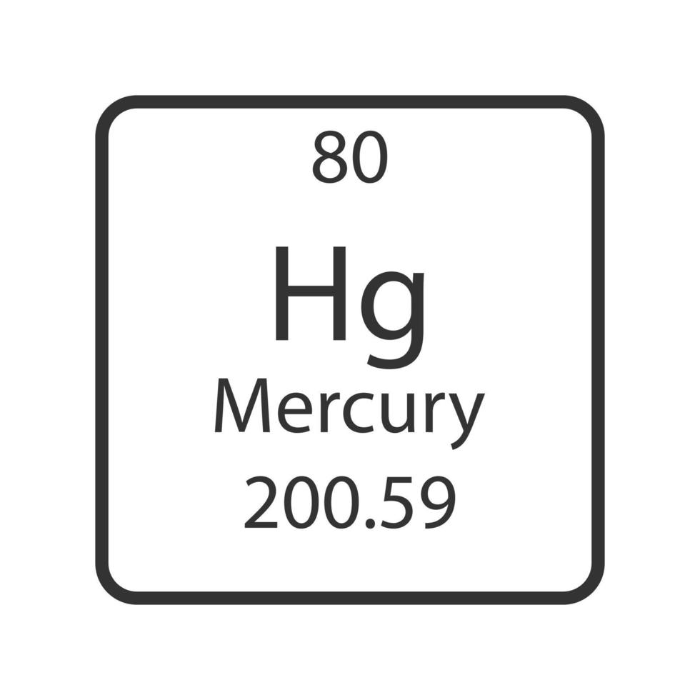Mercury symbol. Chemical element of the periodic table. Vector illustration.