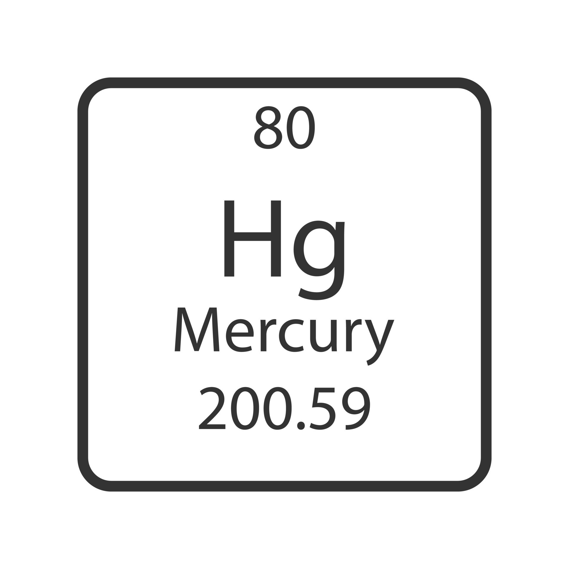 Mercury symbol. Chemical element of the periodic table. Vector