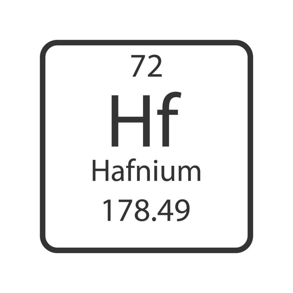 Hafnium symbol. Chemical element of the periodic table. Vector illustration.