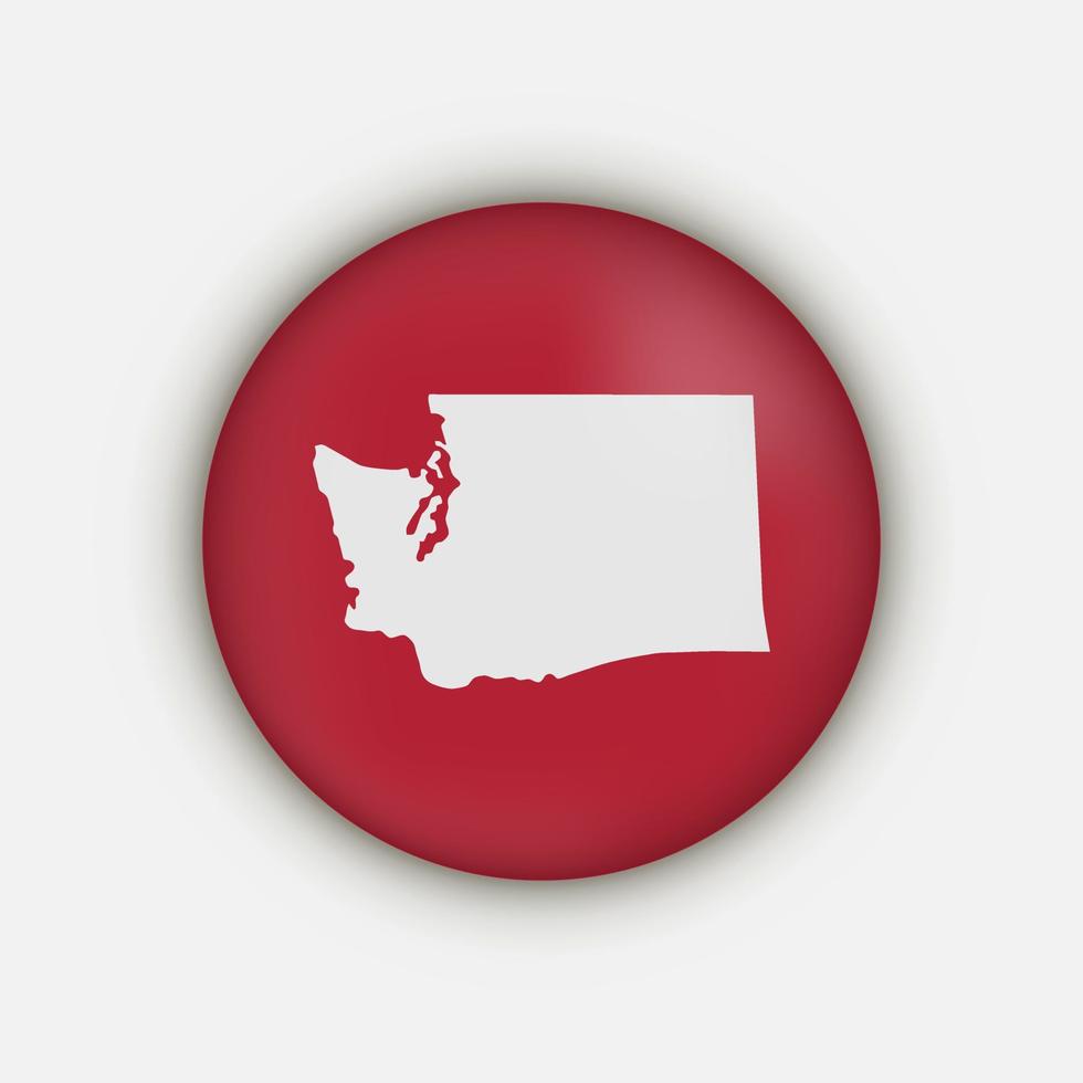 Washington state map circle with shadow vector