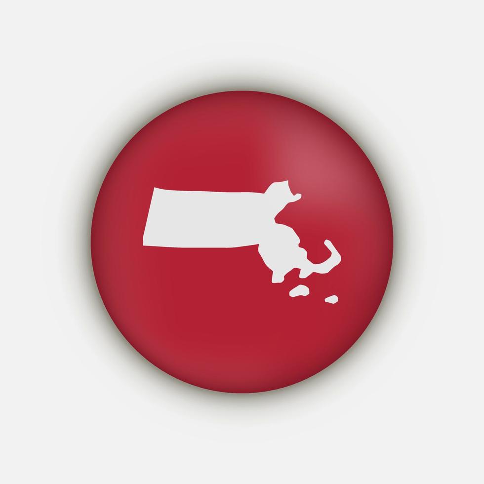Massachusetts state circle map with shadow vector
