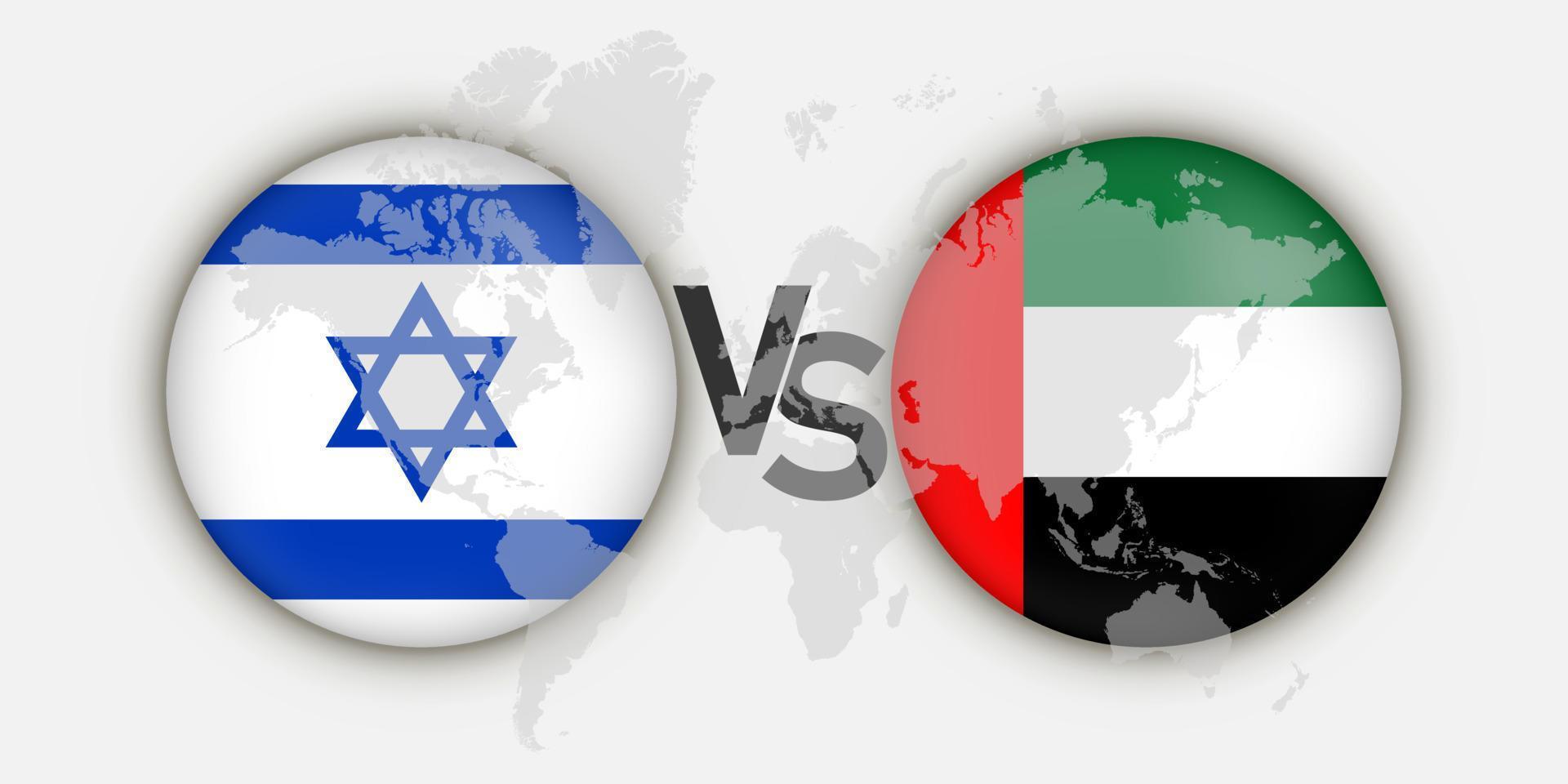 concepto de banderas de israel vs emiratos árabes unidos. ilustración vectorial vector