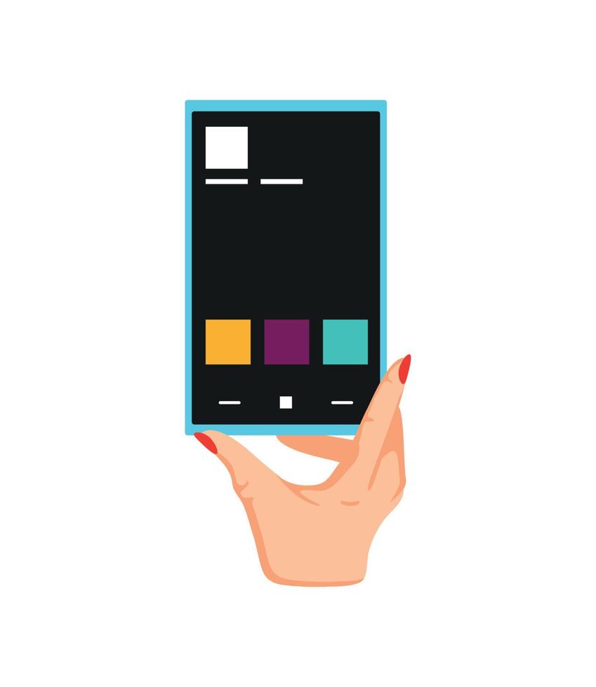 female hand with smartphone vector