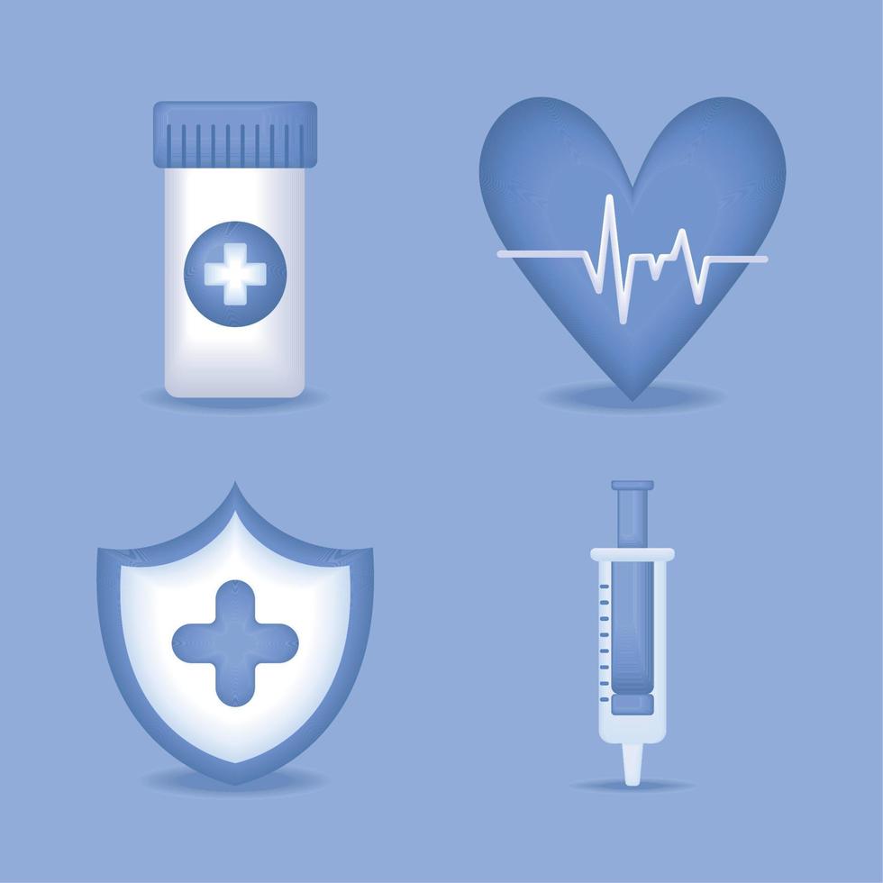 set icon medicine health vector