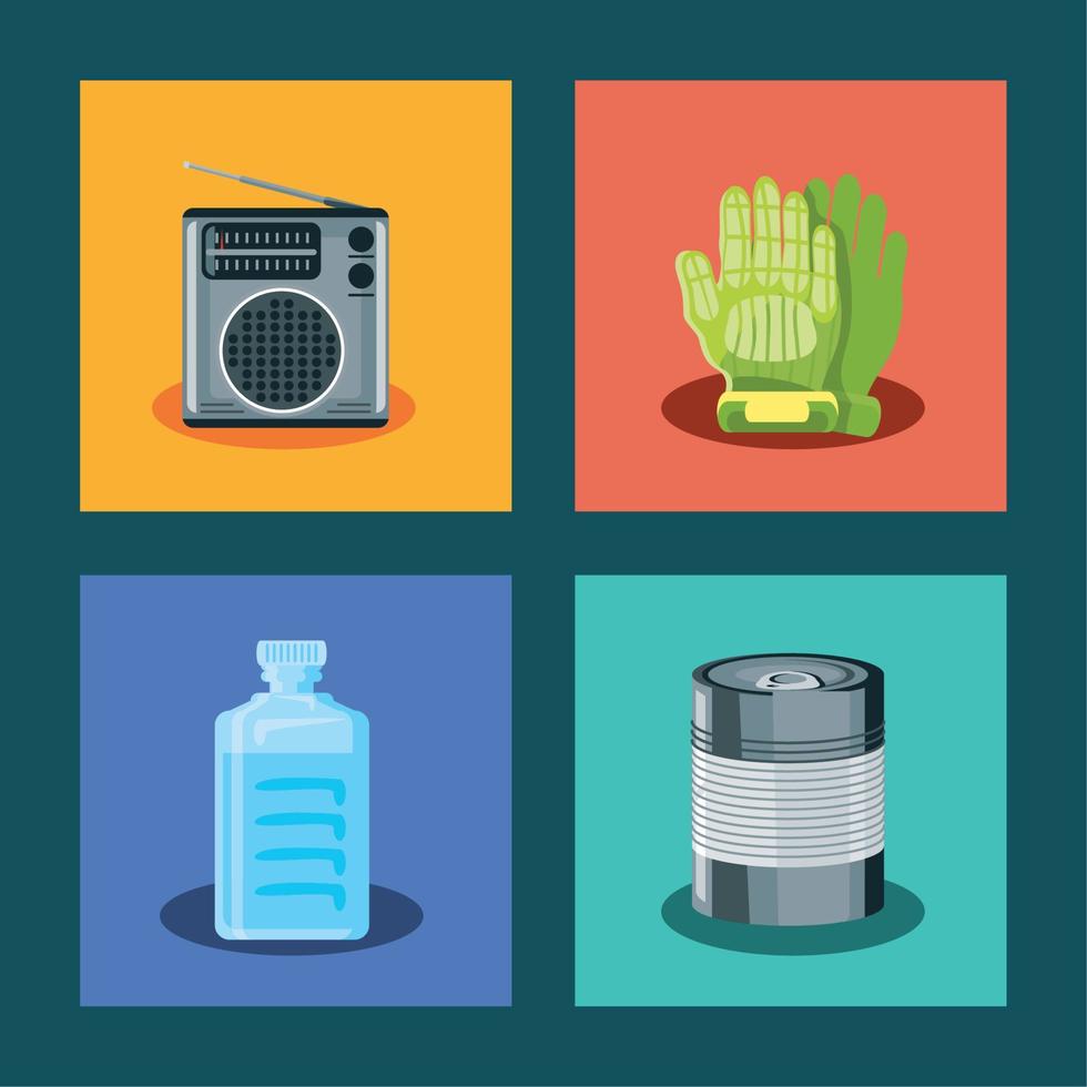 set of emergency kit vector