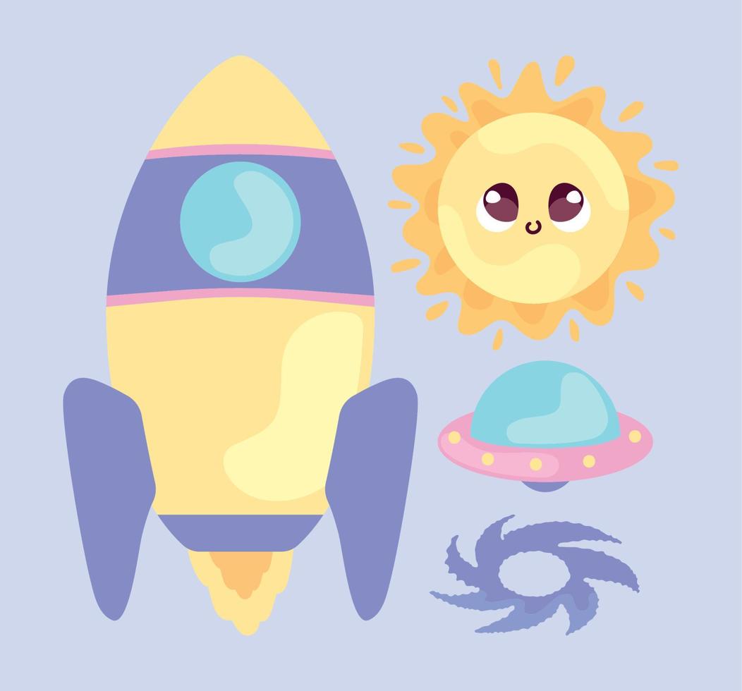 rocket space planet sun vector
