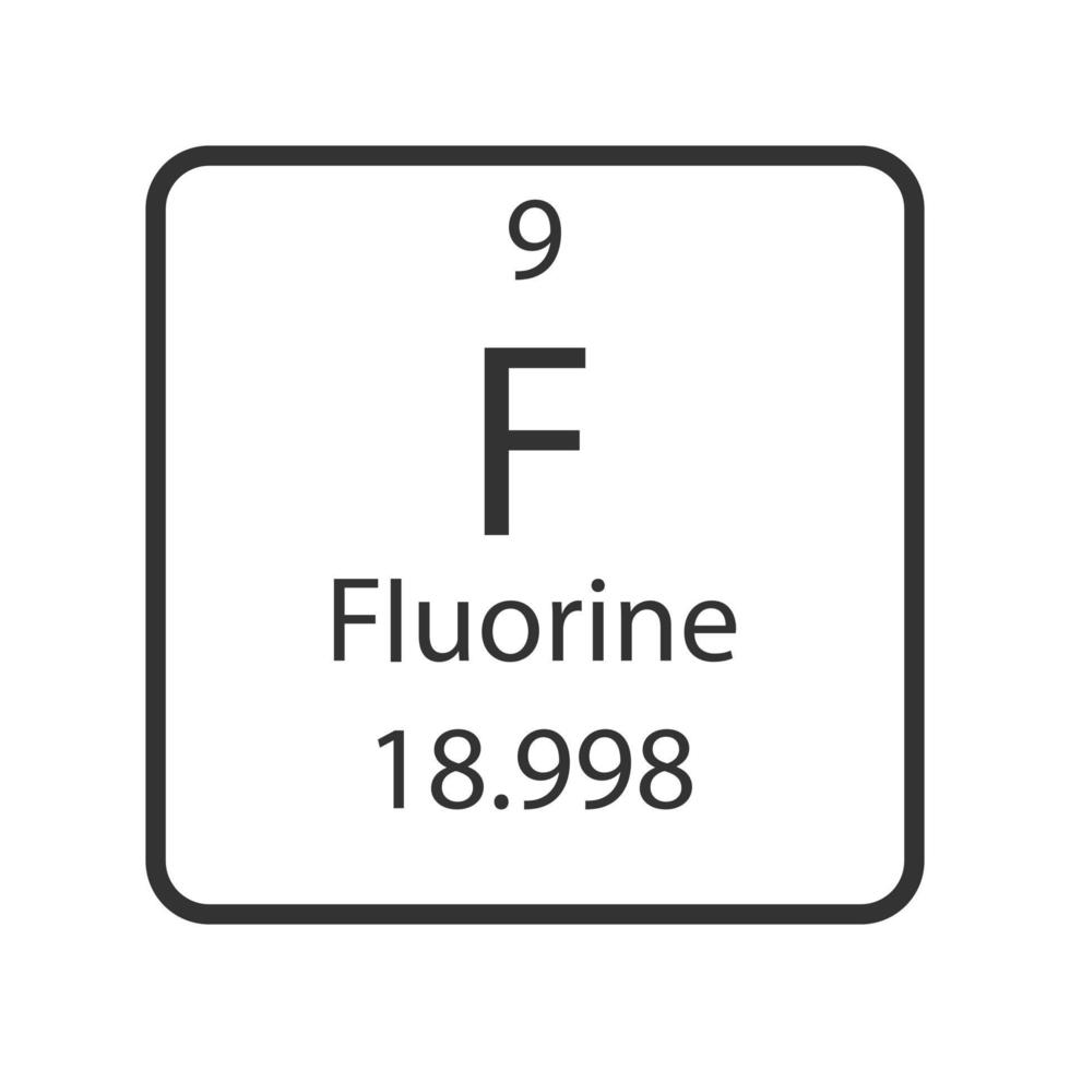 Fluorine symbol. Chemical element of the periodic table. Vector illustration.