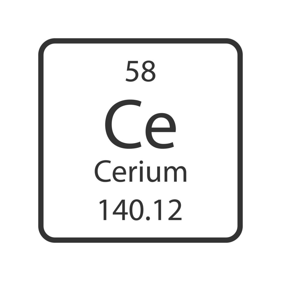 Cerium symbol. Chemical element of the periodic table. Vector illustration.