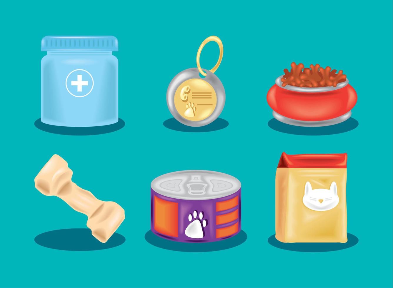 iconos de alimentos para mascotas vector