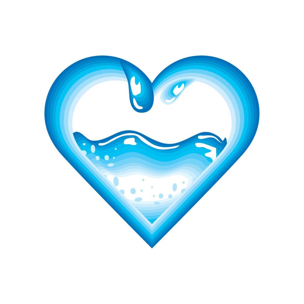 water inside heart vector